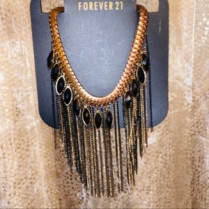 vintage statement necklace, gold & black detail